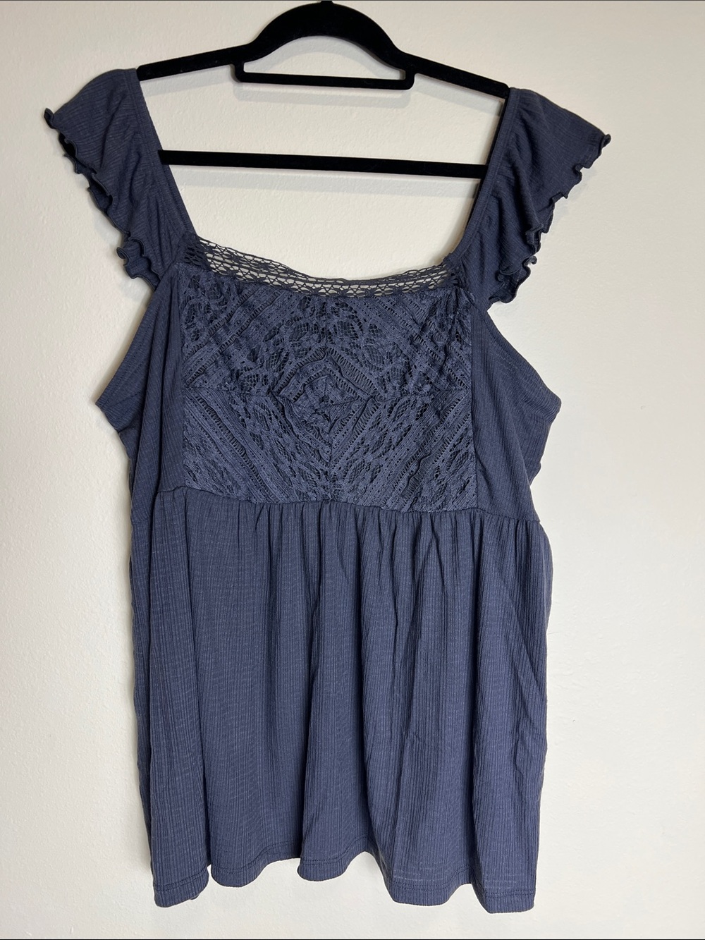 torrid charcoal ruffle-sleeve blouse